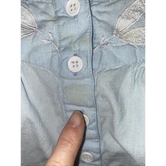 Vintage 80s 90s Chance Encounters Cotton Blue Tank Dress Prairie Cottagecore Med - Picture 3 of 11